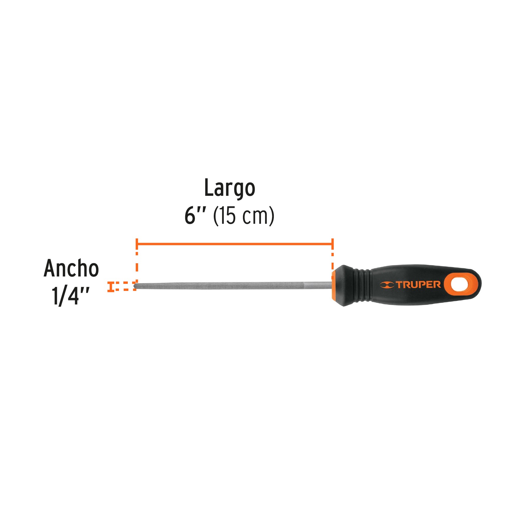 LIMA REDONDA MUZA 6" CON MANGO DOBLE INYECCIÓN, TRUPER 11247