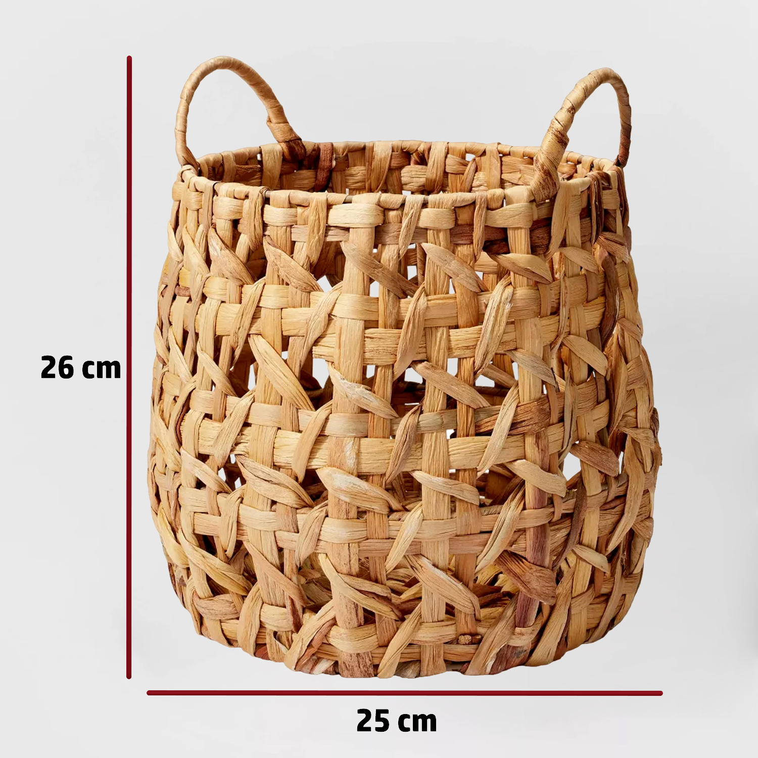 Cesta pequeña con patrón de caña decorativa natural tejida