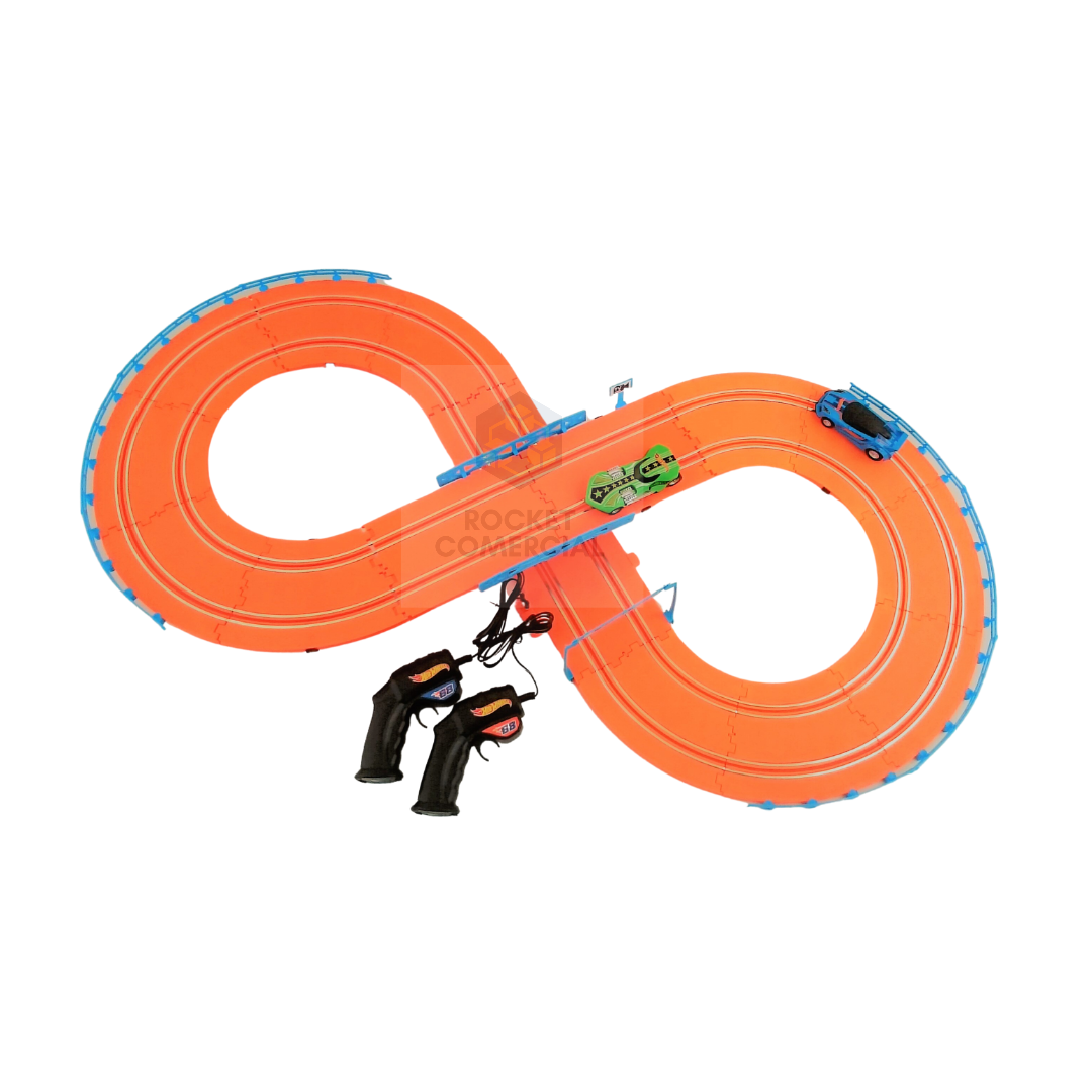 Pista autos Electrica HotWheels + 2 autos y contrloes