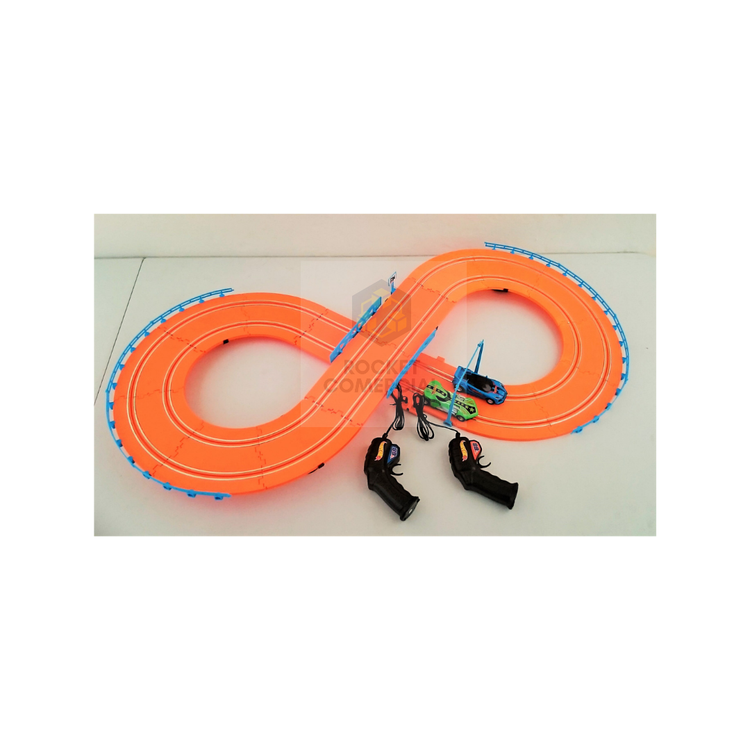 Pista autos Electrica HotWheels + 2 autos y contrloes