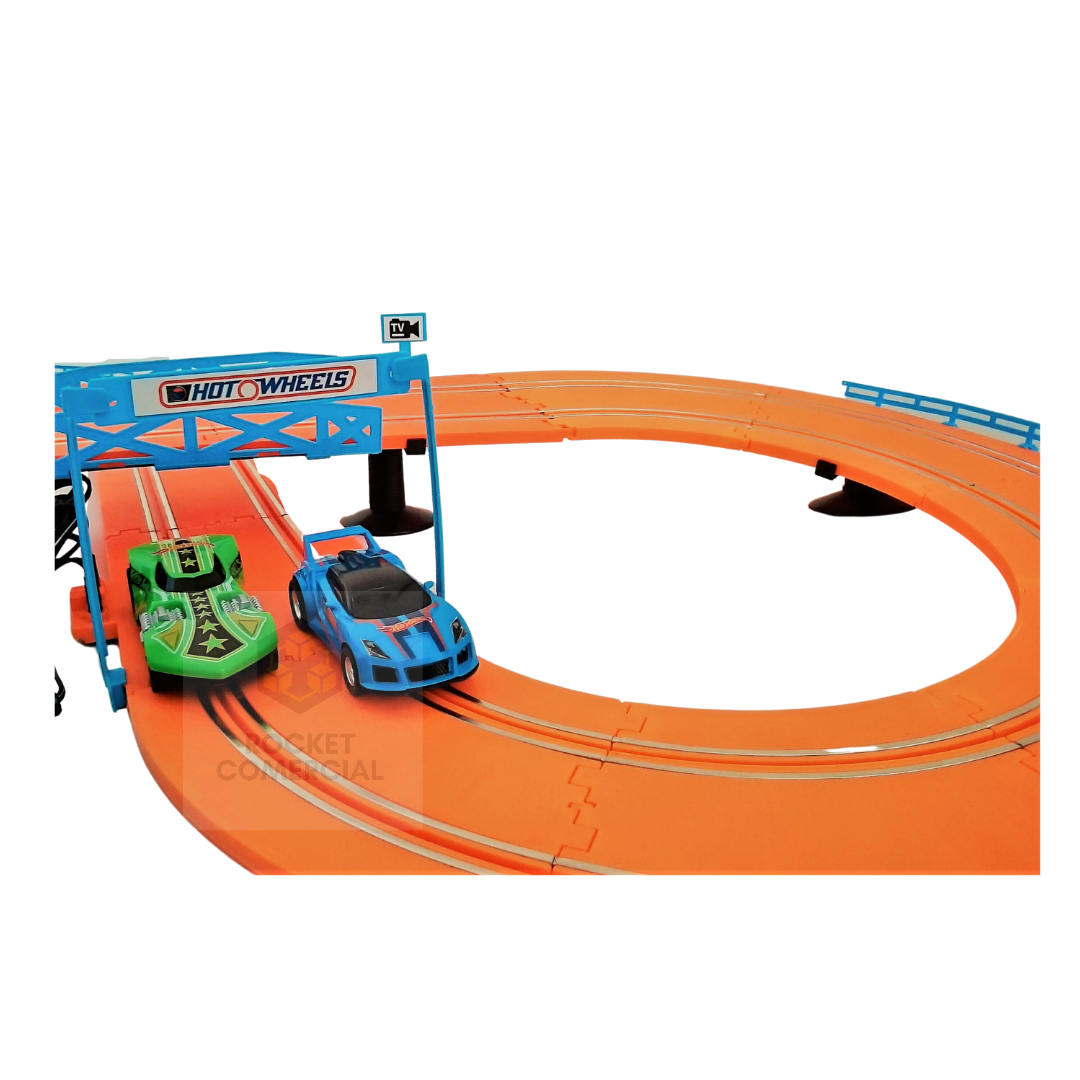 Pista autos Electrica HotWheels + 2 autos y contrloes