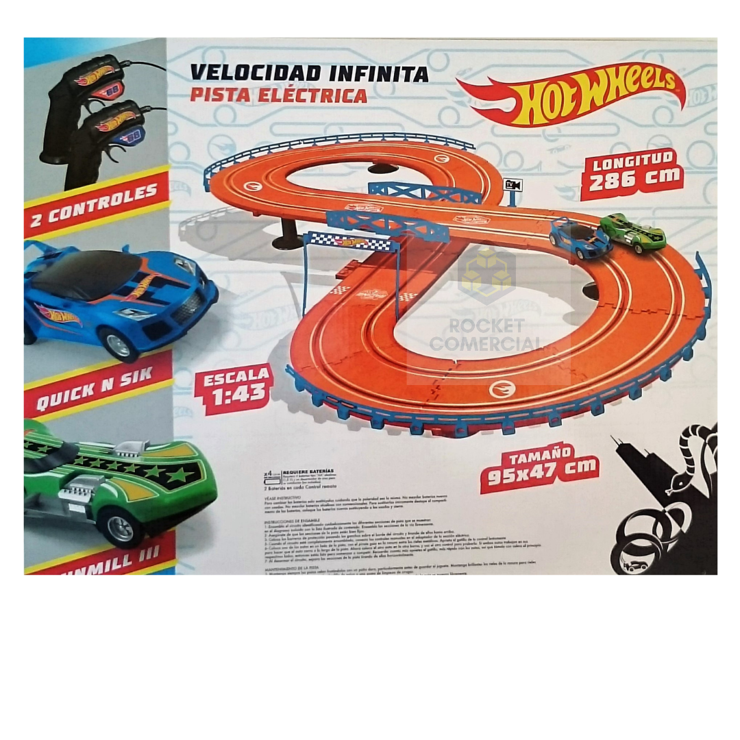 Pista autos Electrica HotWheels + 2 autos y contrloes