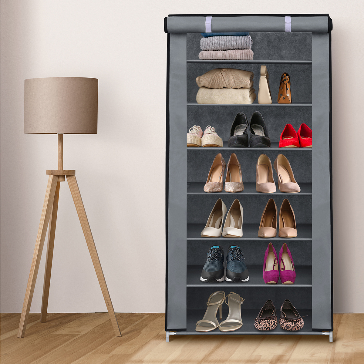 AGBOX Zapatera Con Cubierta De Tela Con 7 Niveles Organizadores TH-ARMZA01