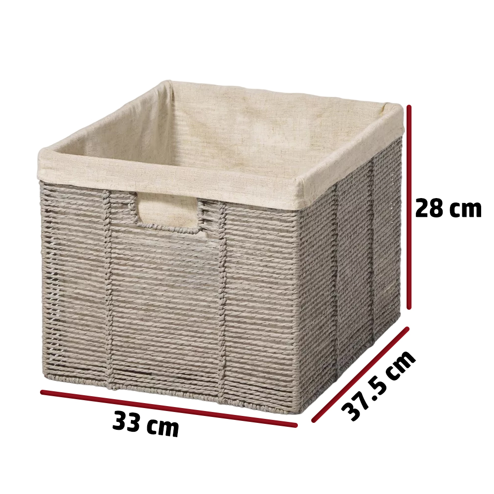 Canasta cónica de cuerda de papel trenzado gris