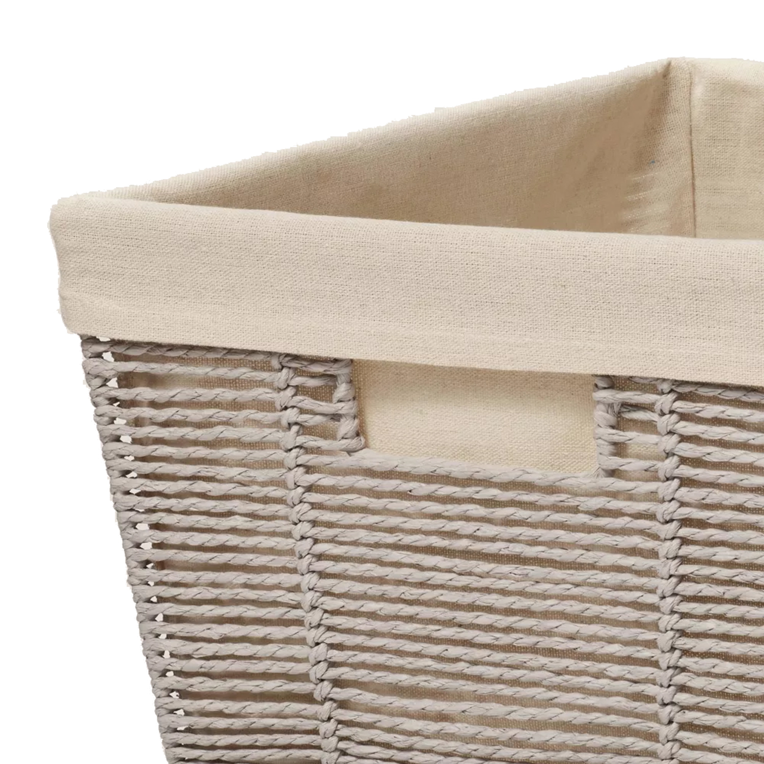 Canasta cónica de cuerda de papel trenzado gris