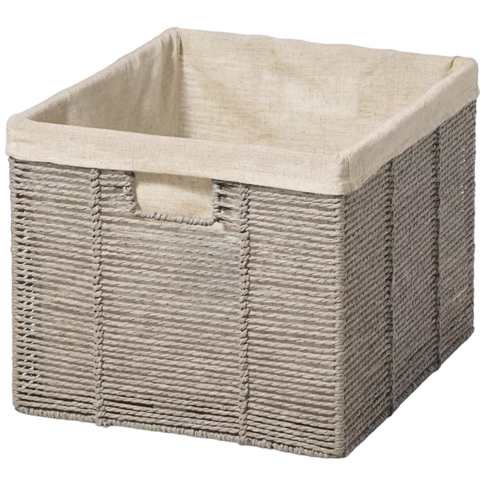 Canasta cónica de cuerda de papel trenzado gris