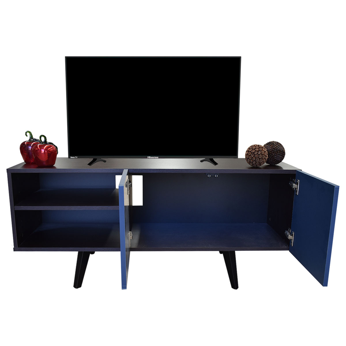  Mueble para TV de 50" Suecia  Minimalista y Elegante Hogare Chocolate Azul 