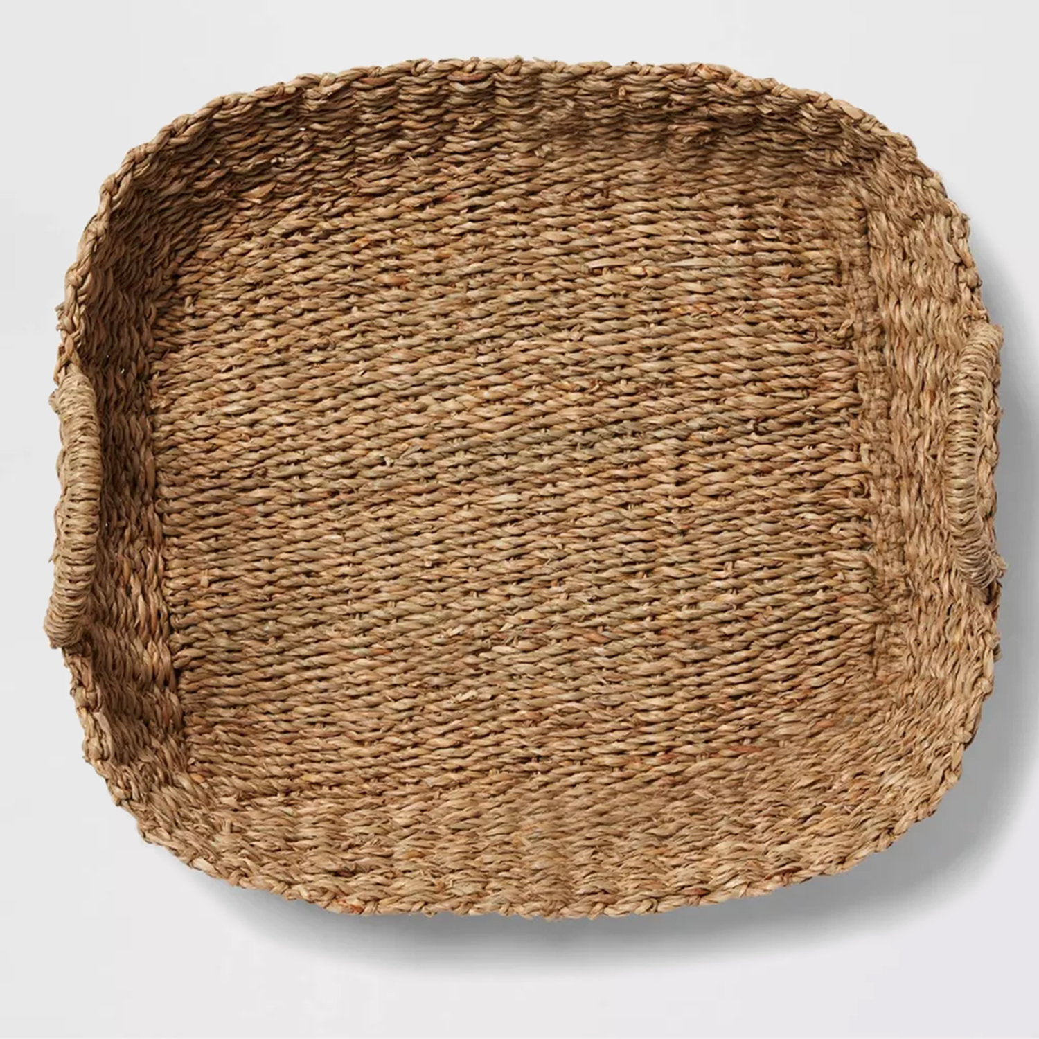 Bandeja de junco marino con asas, bandeja decorativa natural, bandejas de servir frutas, pan, mesa de café y decoración del hogar