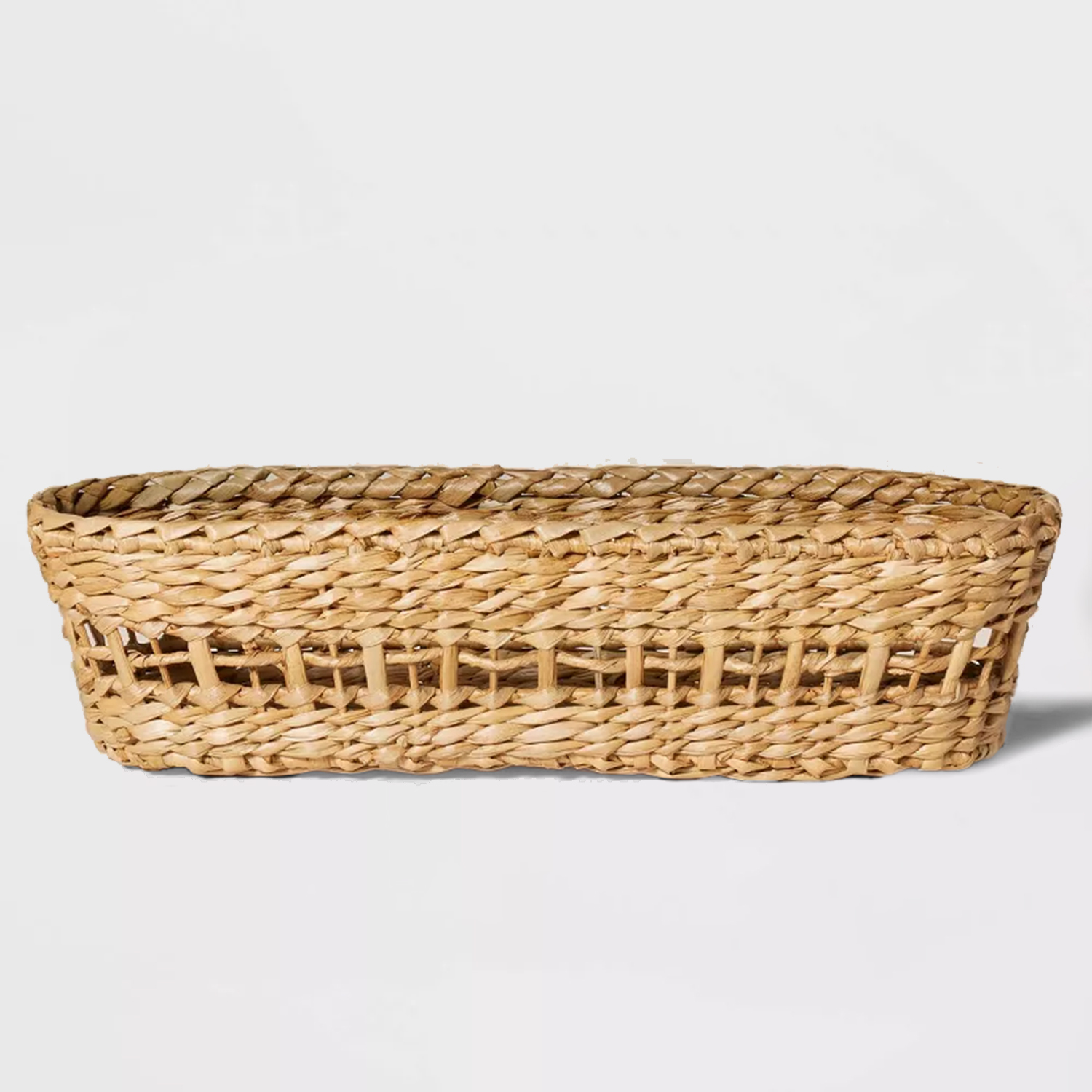 Cesta para pan tejida oblonga natural, cesta tejida para almacenamiento, uso en restaurantes, cocinas, salas, etc.