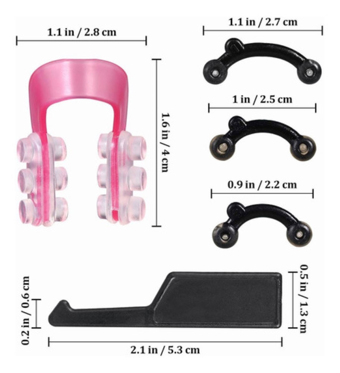 Respingadores De Nariz Corrector Nasal 6 Pares Y Clip Nariz Negro/Rosa 