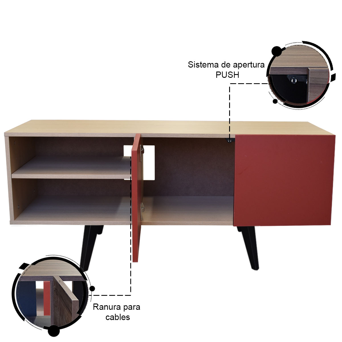  Mueble para TV de 50" Suecia  Inteligente  y Practico Hogare  Roble Rojo 