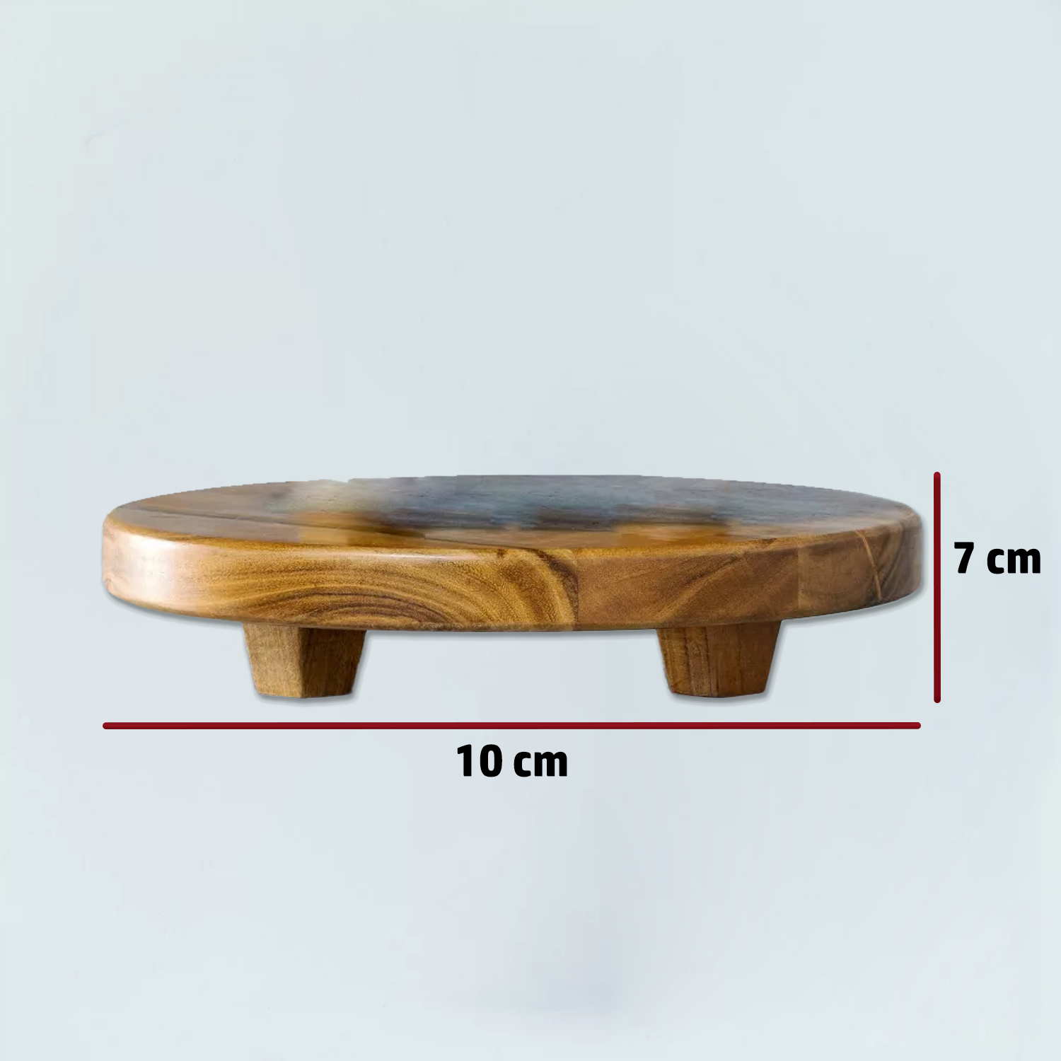Soporte circular para servir de madera con patas cuadradas, color marrón