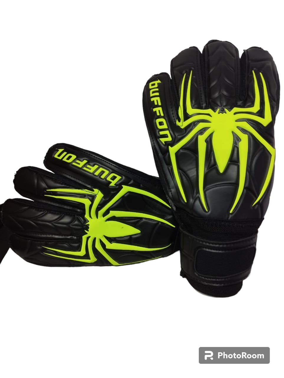 Guantes Para Portero Modelo Buffon Spider Negro Neón | CON Varillas Con Envio Gratis | Mundo Arquero