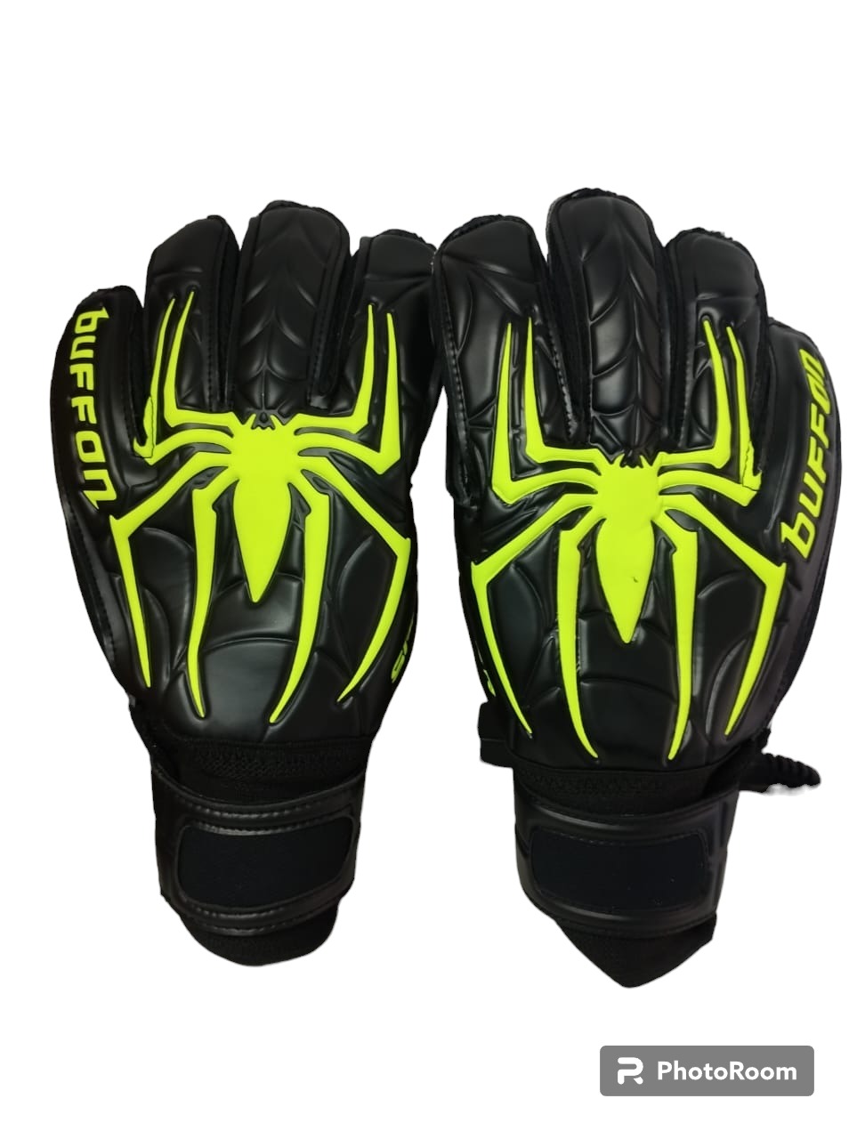 Guantes Para Portero Modelo Buffon Spider Negro Neón | CON Varillas Con Envio Gratis | Mundo Arquero
