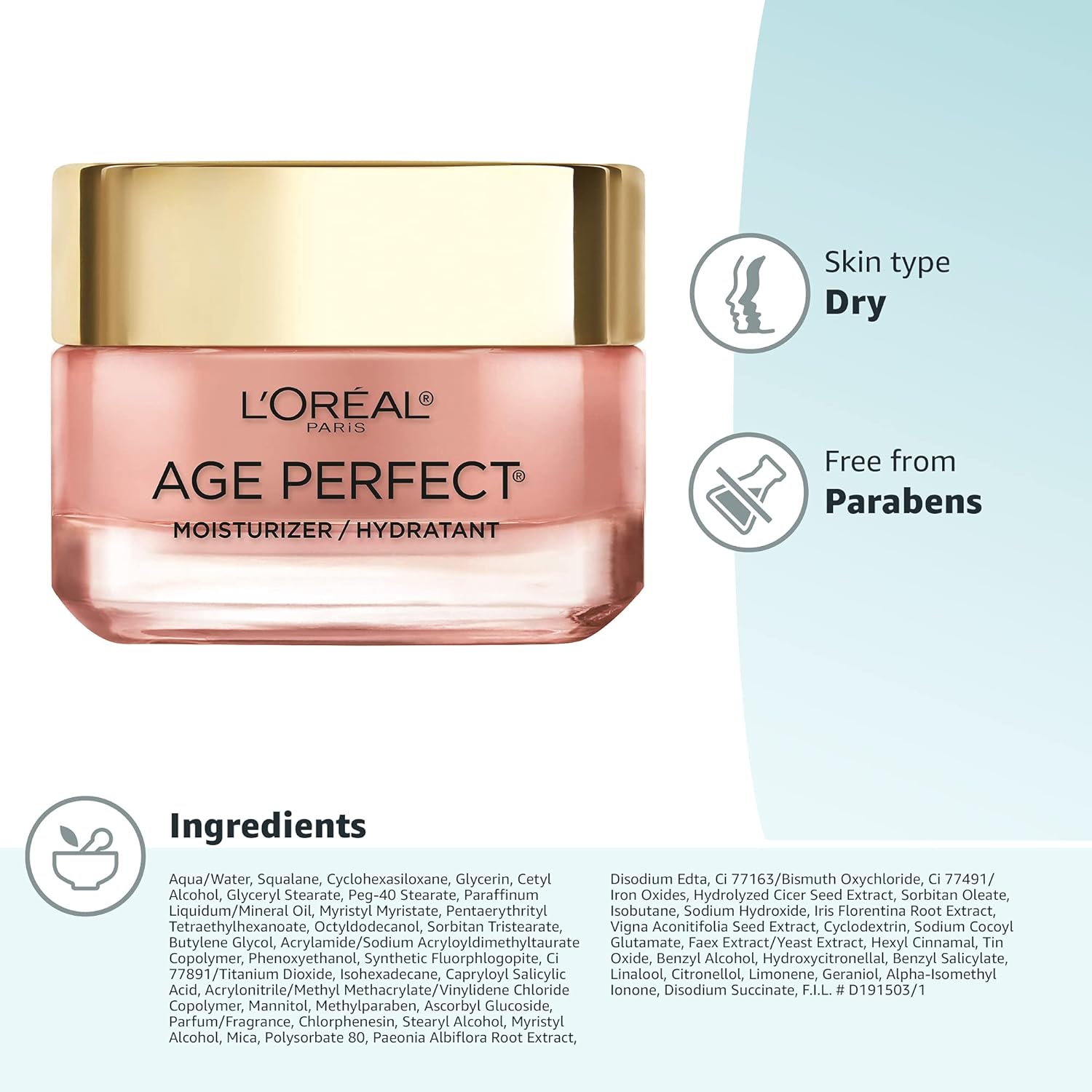 Crema Facial Antiedad Hidratante L'OREAL Paris Age Perfect, Rosy Tone Moisturizer, Peonía Imperial