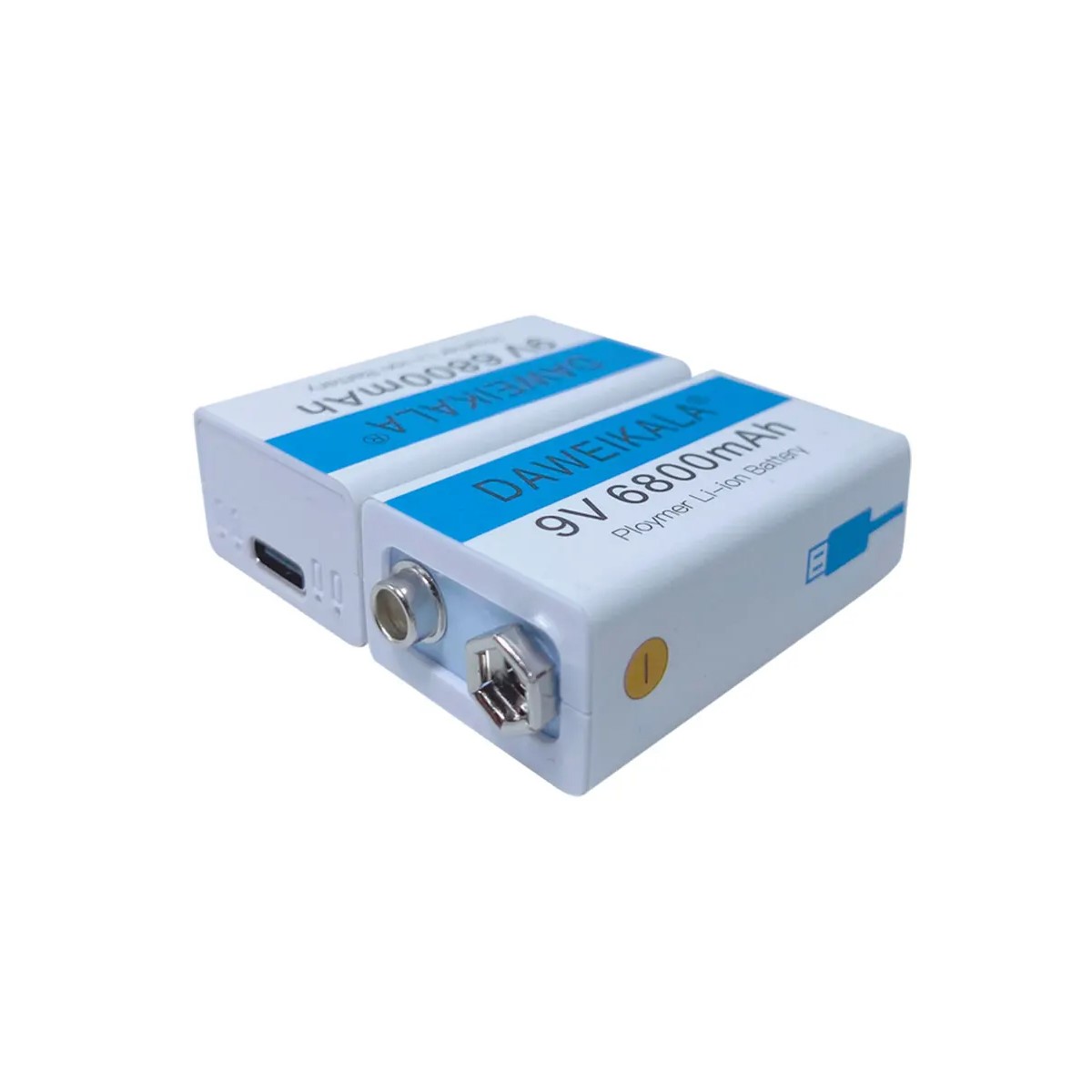Batería recargable iones litio Pila 9V 6800mAh tipo C juguete electrónicos médicos USB azul blanco