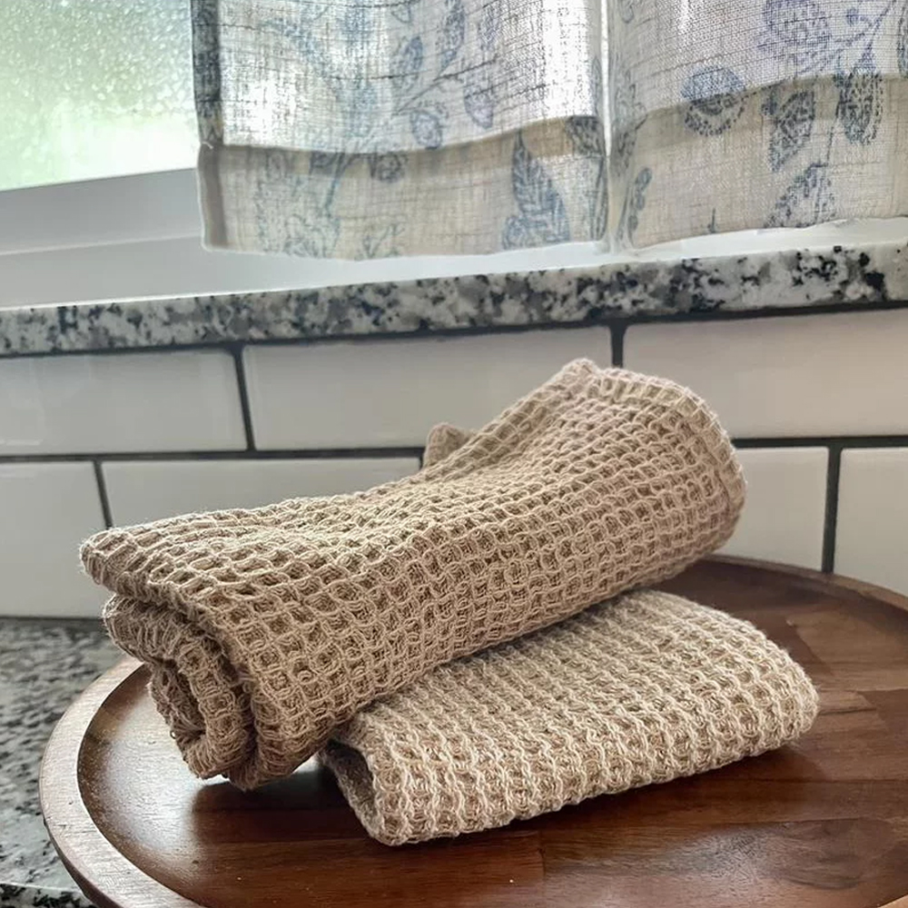 Set de 4 paños de cocina tipo gofre de algodón