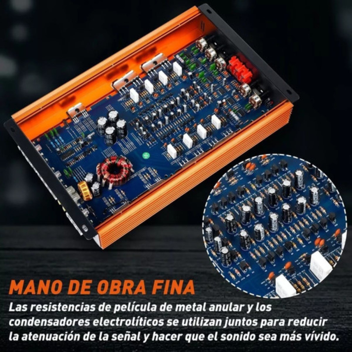 Amplificador De Audio De 7800w Y 4 Canales Para Auto Naranja