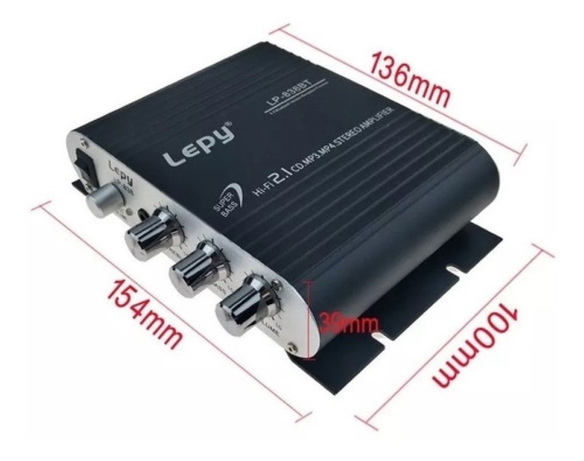 Amplificador 2.1 Hifi Carro Subwoofer Con Bluetooth Negro