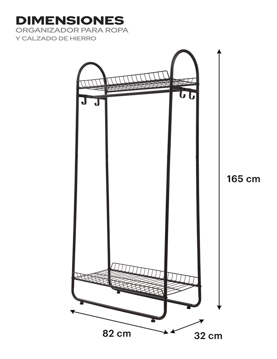 Rack Organizador Closet Para Ropa Y Calzado De Hierro Ag Box