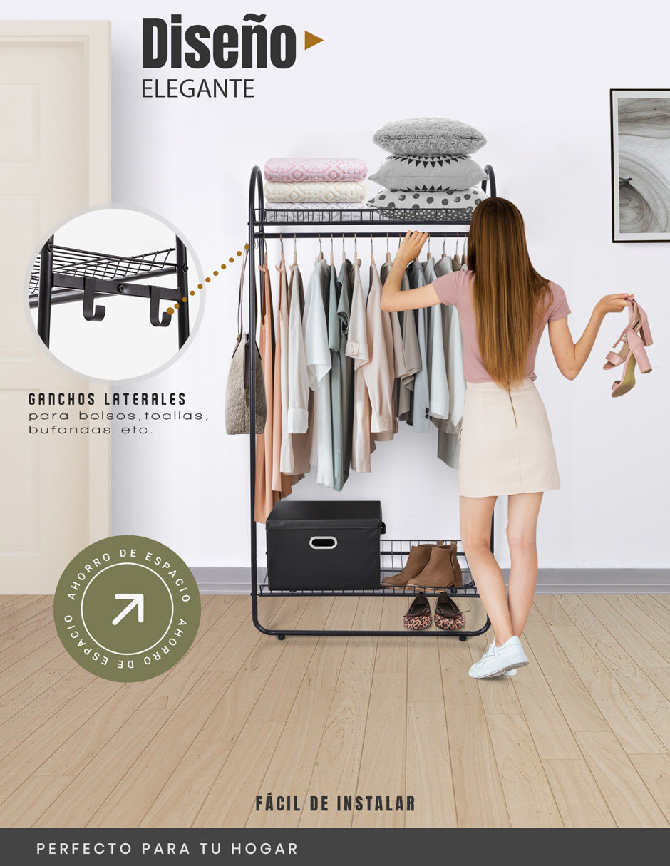 Rack Organizador Closet Para Ropa Y Calzado De Hierro Ag Box