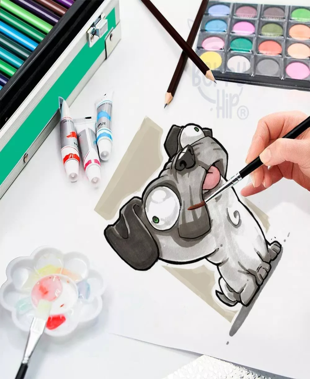 Set De Arte Profesional Marcadores Dibujo Colores Plegable