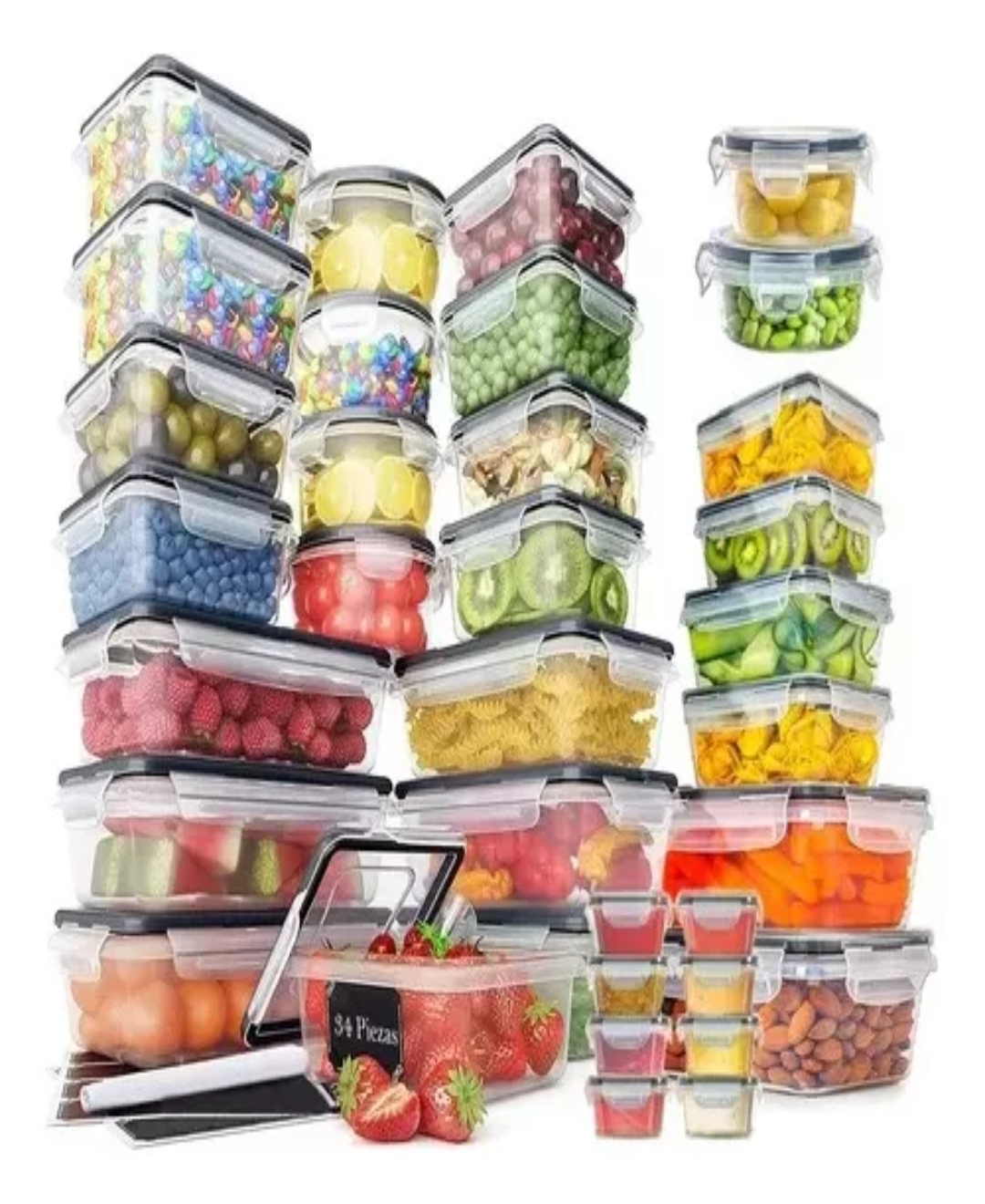 Recipientes Contenedores Herméticos Para Almacenar 34 Piezas