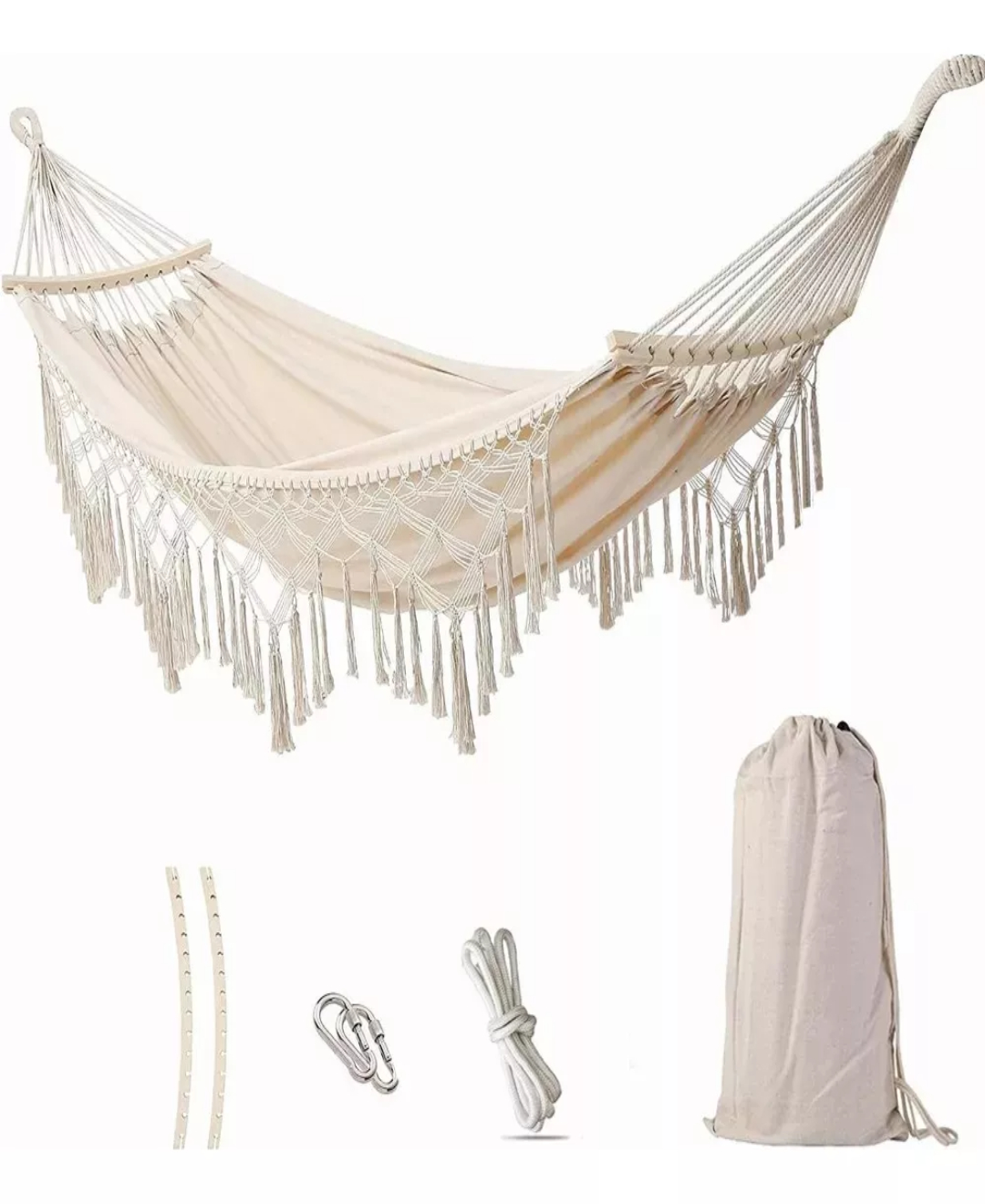 Gbhu Hamaca De Balcón Hecha A Mano Con Flecos, Hamaca Boho