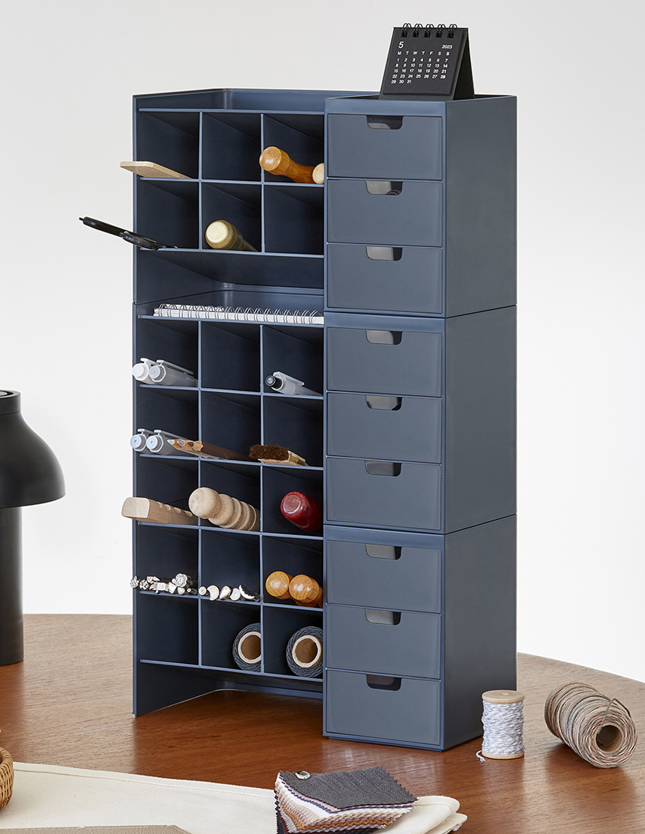 Organizador De Escritorio Multiusos 6 Compartimentos, Ag Box, Azul 