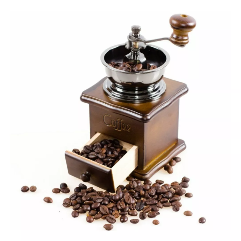 Molino De Café Manual Portátil De Madera Vintage Retro.