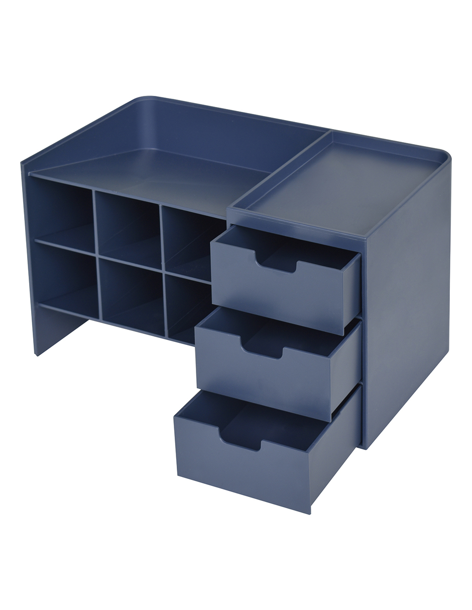 Organizador De Escritorio Multiusos 6 Compartimentos, Ag Box, Azul 