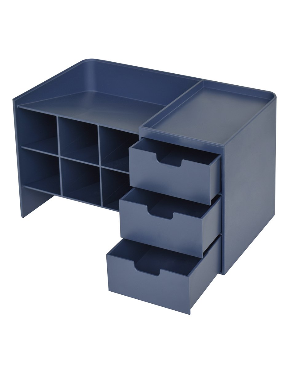 cajones Organizadores de escritorio blancos: Elegante almacenamiento de escritorio de tres niveles para sus suministros y Accesorios de escritorio
