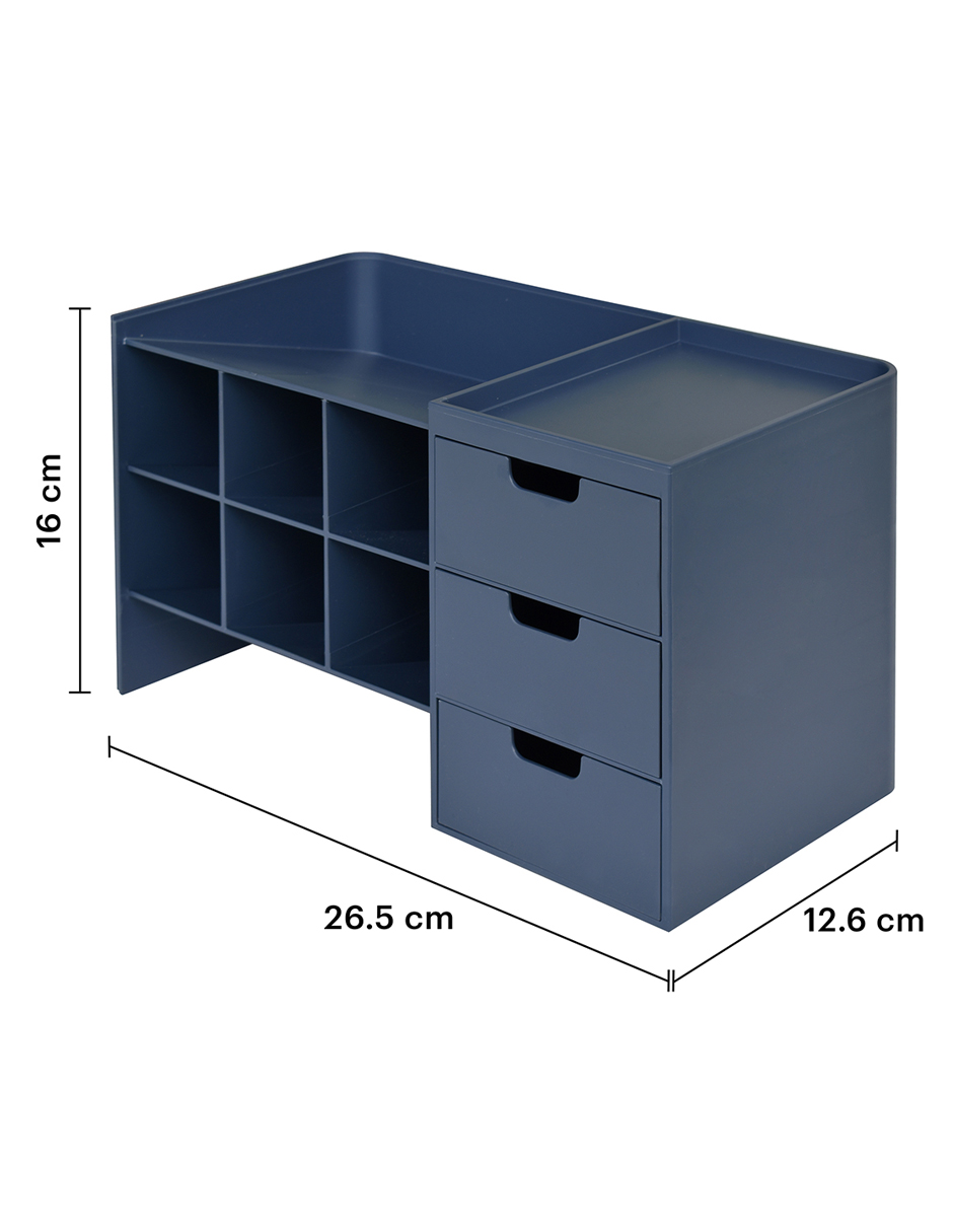 Organizador De Escritorio Multiusos 6 Compartimentos, Ag Box, Azul 