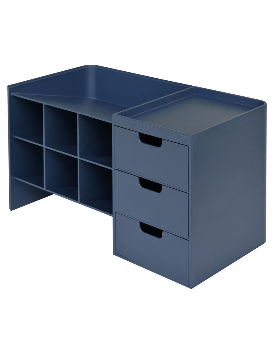 Organizador De Escritorio Multiusos 6 Compartimentos, Ag Box, Azul 