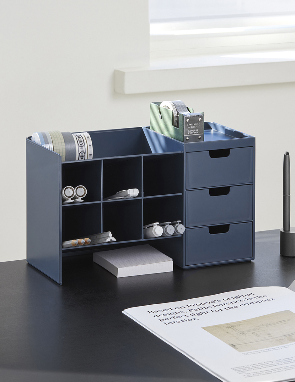 Organizador De Escritorio Multiusos 6 Compartimentos, Ag Box, Azul 
