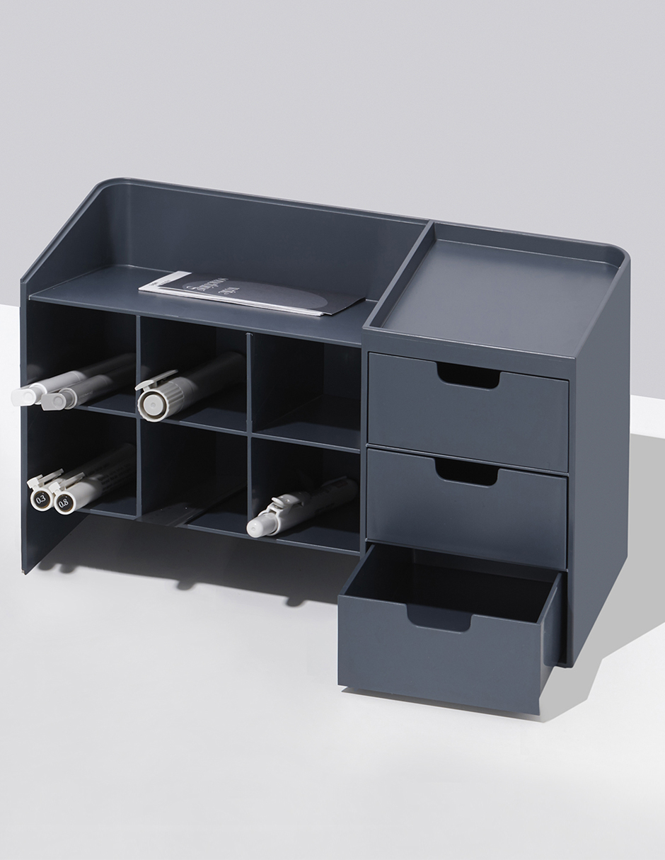 Organizador De Escritorio Multiusos 6 Compartimentos, Ag Box, Azul 