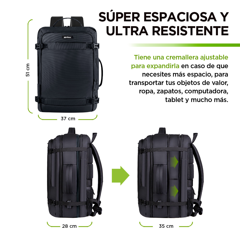 Mochila de Viaje para Laptop Expandible Impermeable Antirrobo 