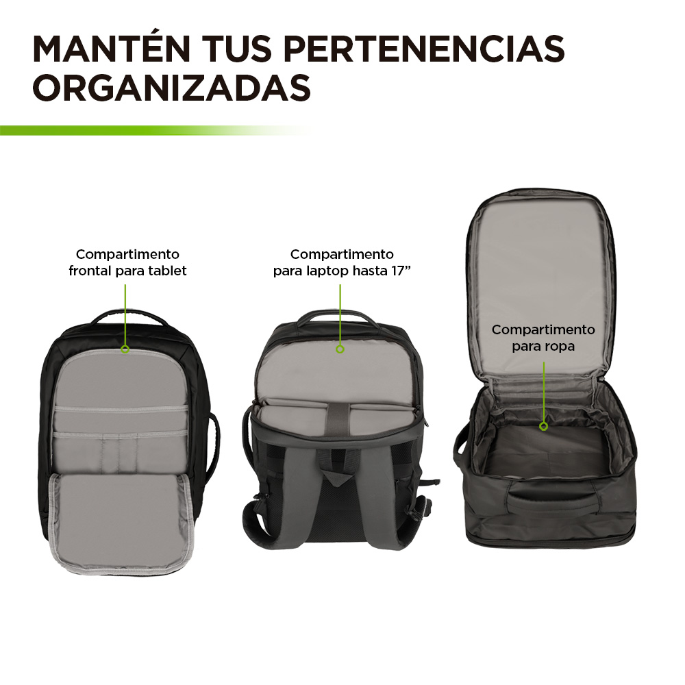 Mochila de Viaje para Laptop Expandible Impermeable Antirrobo 