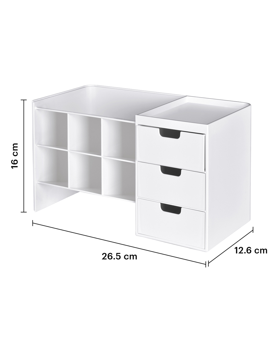 AGBOX Organizador De Escritorio Multiusos 6 Compartimentos Blanco AG-LTOHSB.