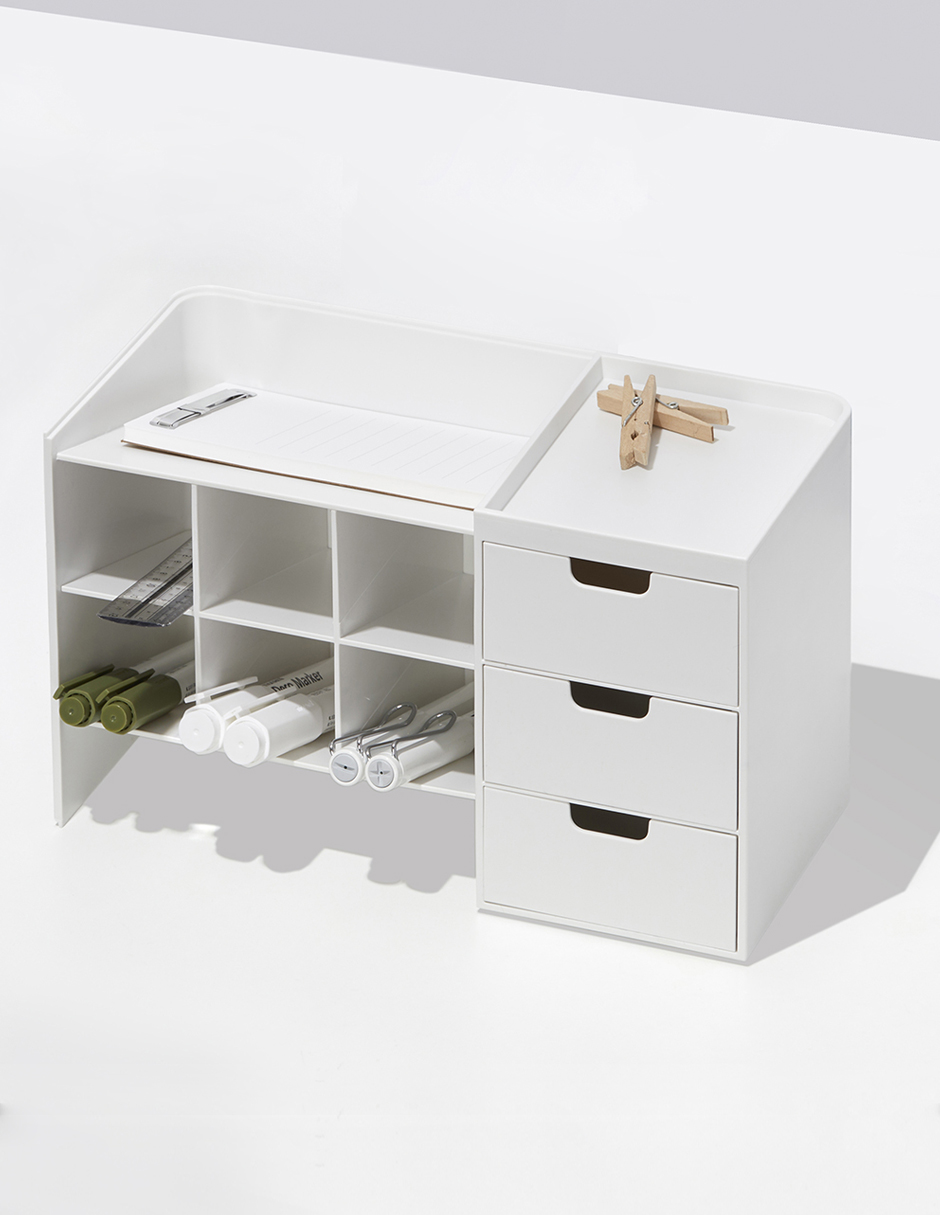 AGBOX Organizador De Escritorio Multiusos 6 Compartimentos Blanco AG-LTOHSB.