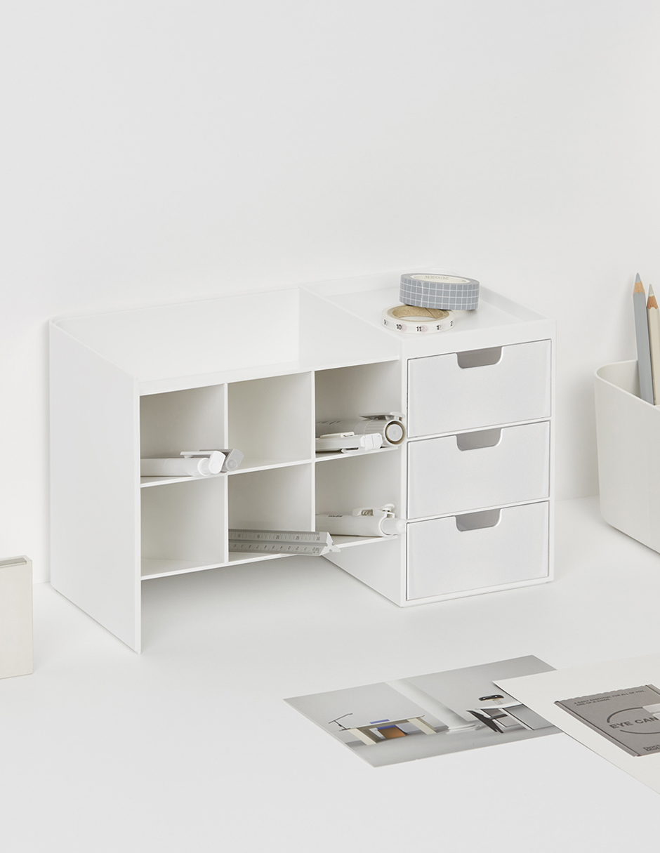 AGBOX Organizador De Escritorio Multiusos 6 Compartimentos Blanco AG-LTOHSB.