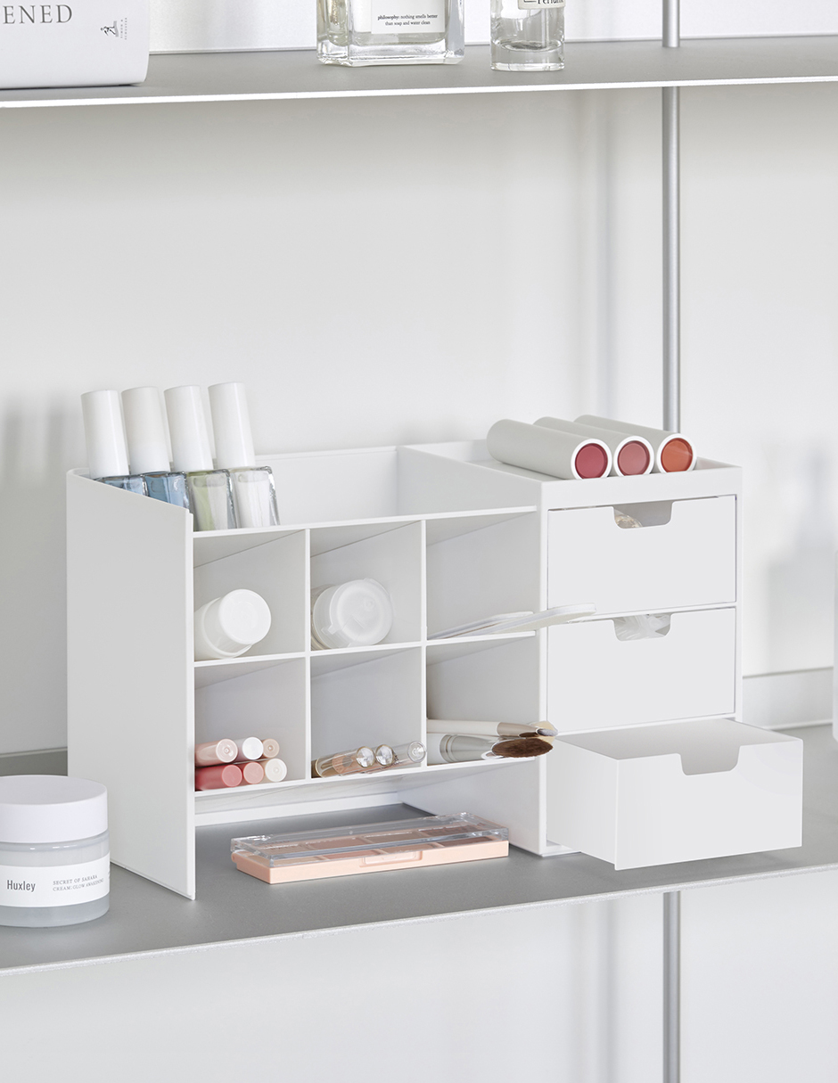 AGBOX Organizador De Escritorio Multiusos 6 Compartimentos Blanco AG-LTOHSB.