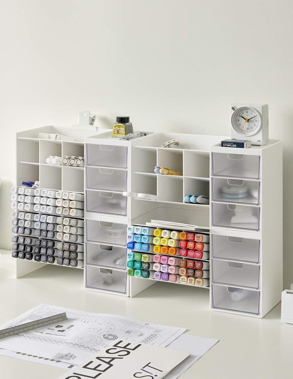 AGBOX Organizador De Escritorio Multiusos 6 Compartimentos Blanco AG-LTOHSB.
