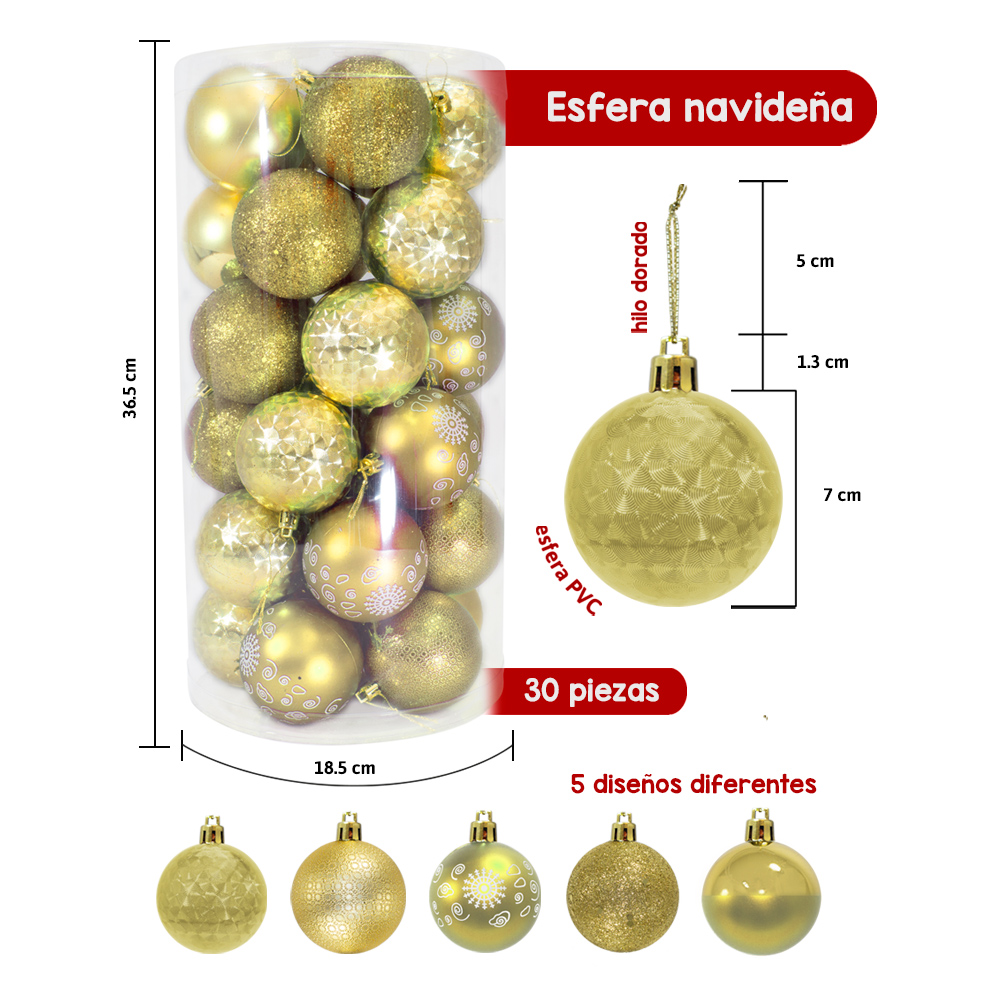 Esferas Navideñas De plástico 30 Piezas 5 Cm Decoración Colgante