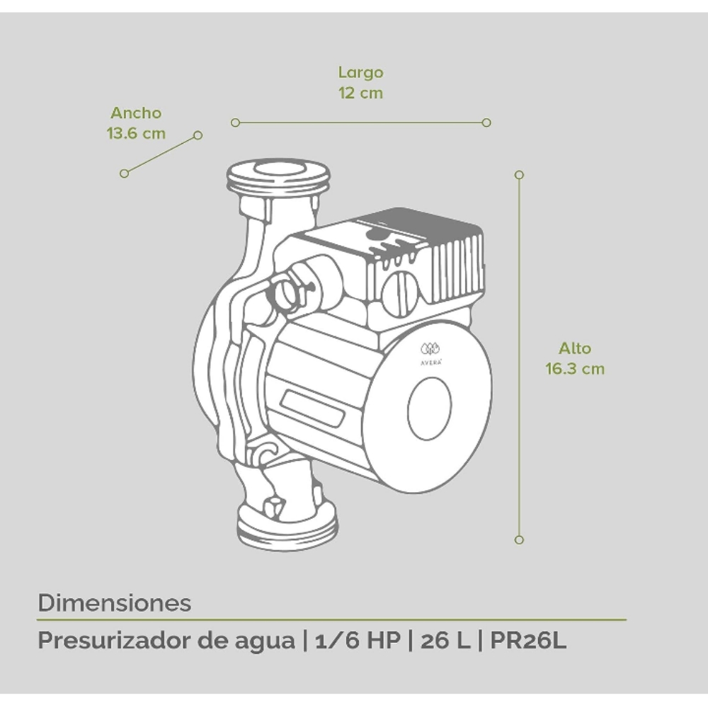 Bomba presurizadora de agua automática y manual 1/6 hp 26 lts 
