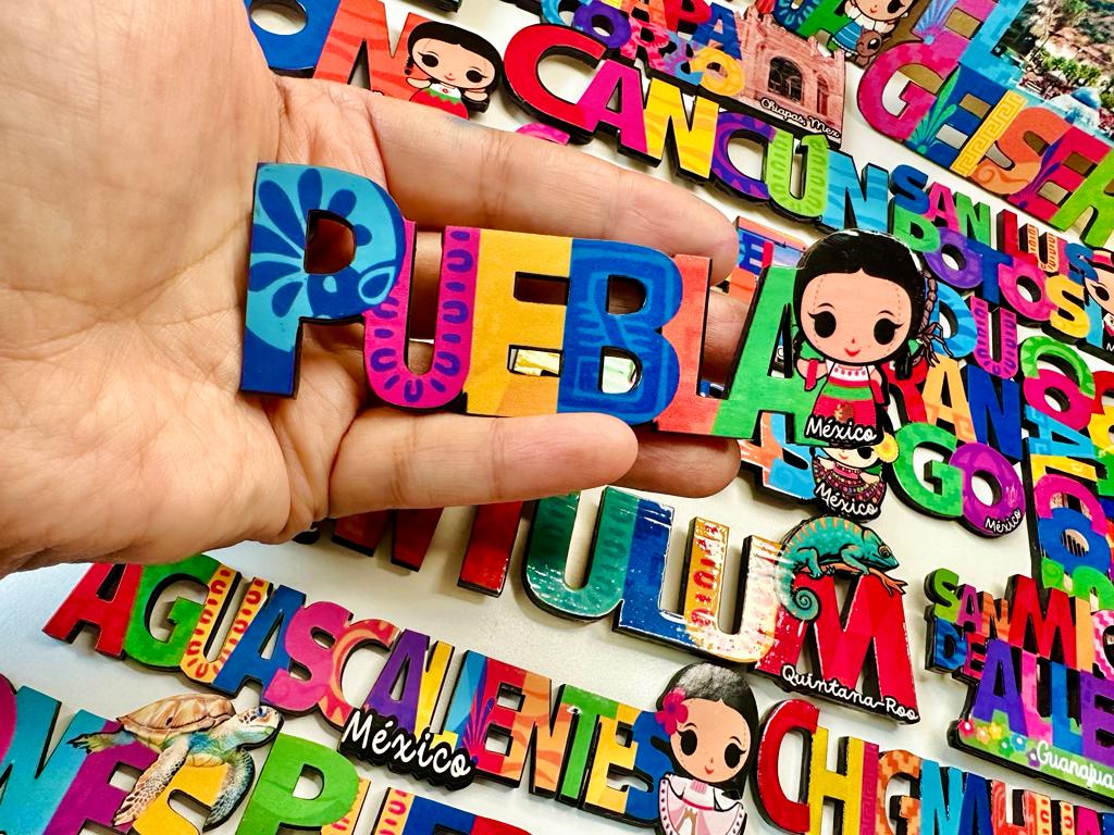 Puebla Mexico Imanes Para Refrigerador Souvenirs Recuerdo Turistico Pueblitos Magicos Playas MDF 3 mm