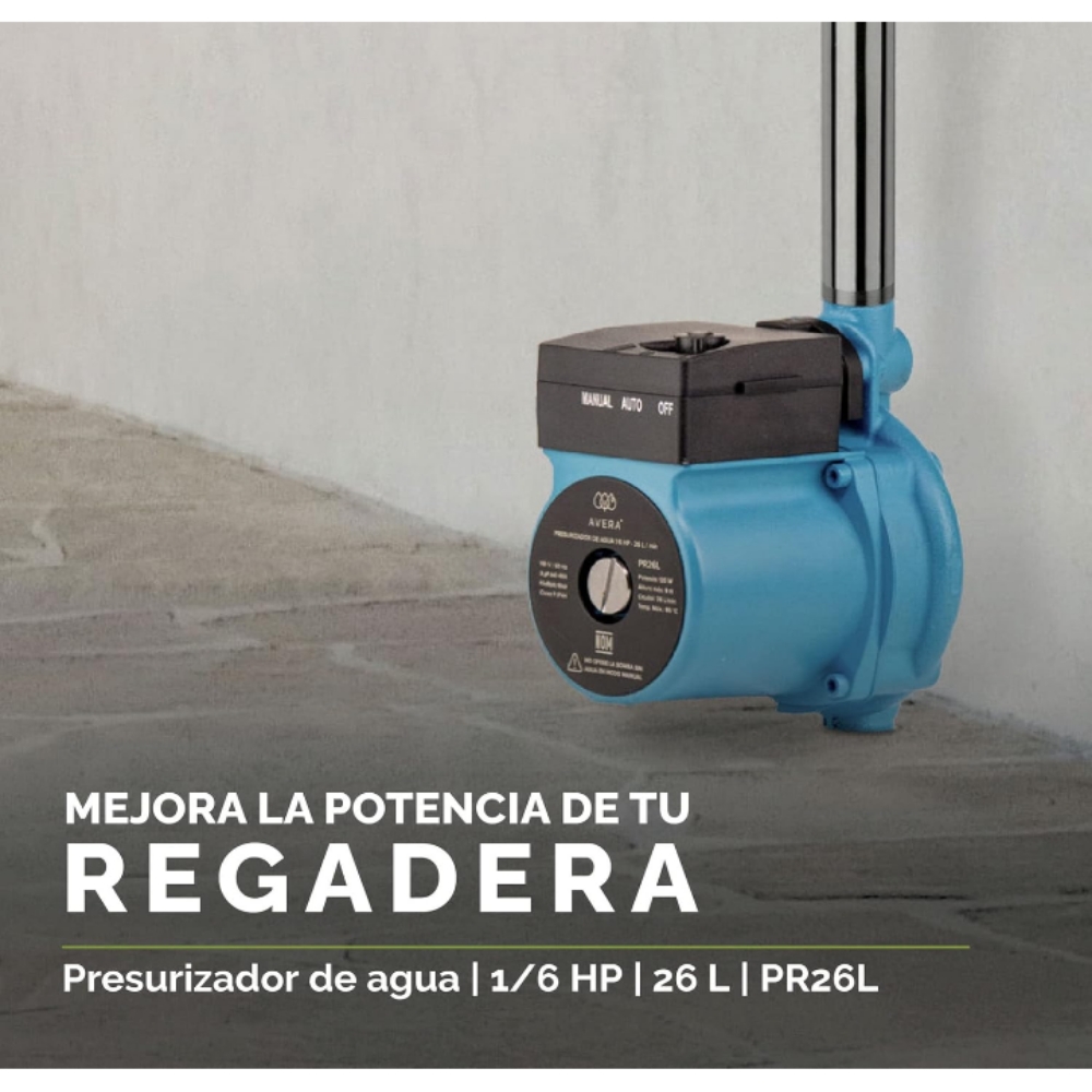 Bomba presurizadora 1/6 hp 26 lts automático y manual