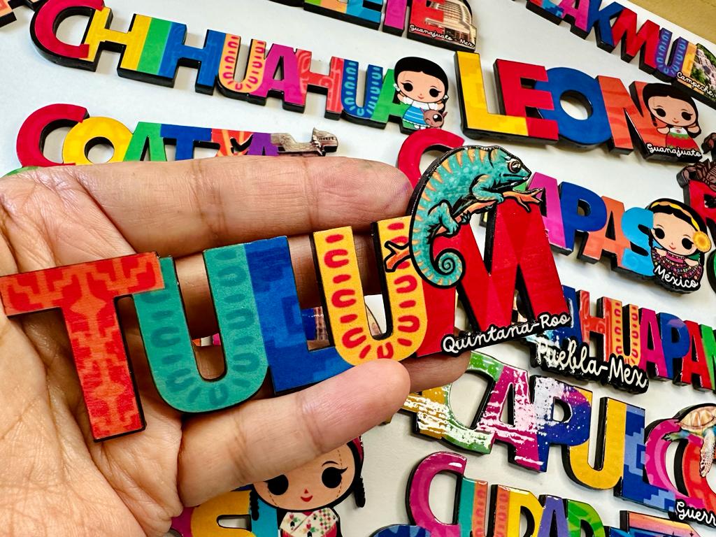 Imán De Nevera Tulum México | Recuerdo De Viaje Decorativo En MDF 1.2 Cm | Aprox. 7.6x10.2 Cm