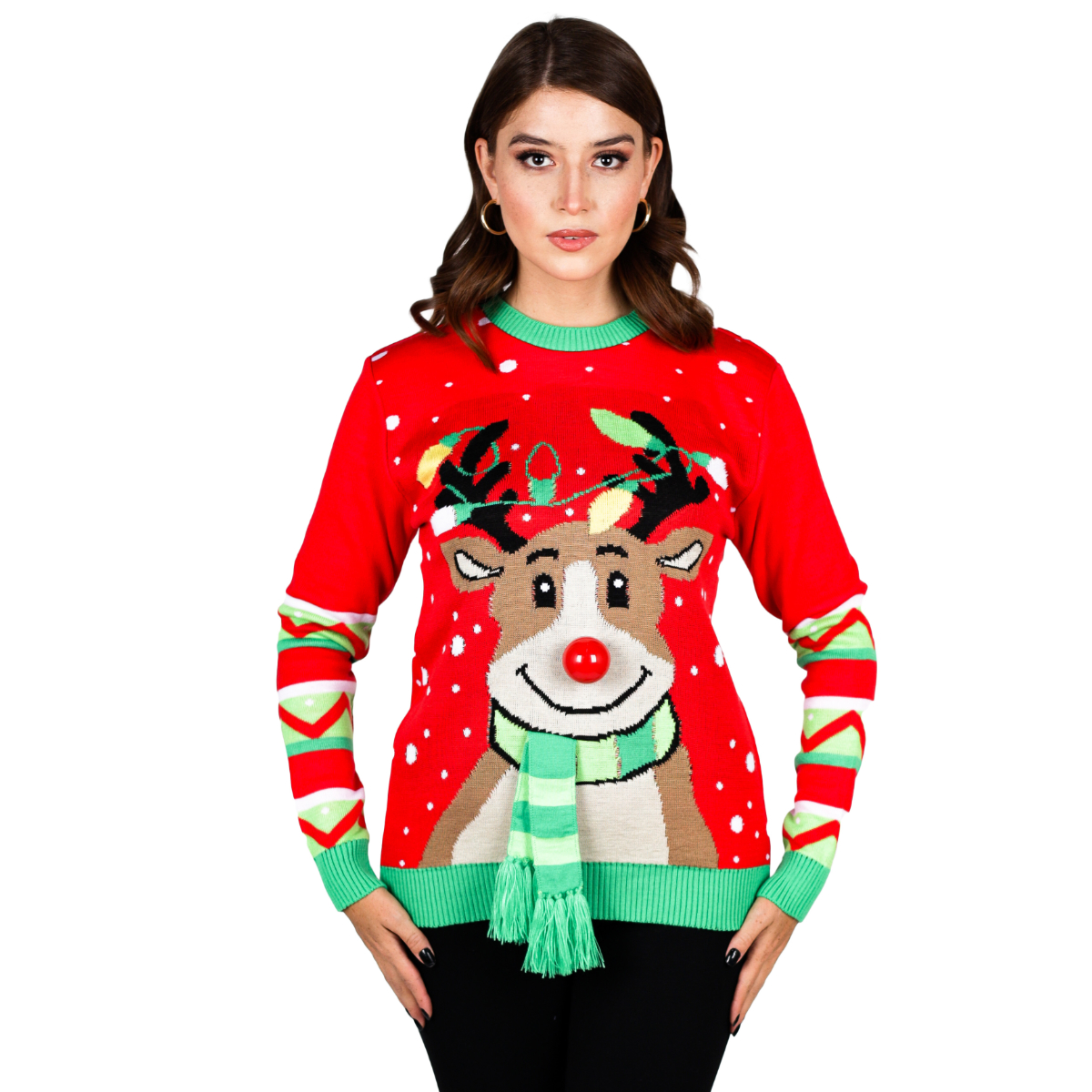 Sueter Navideño Con Diseño De Rodolfo El Reno Para Mujer 67