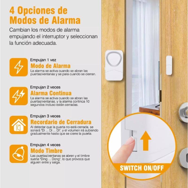 Alarma Sensor Magnético Inalámbrico Para Puerta/ventana 1pz
